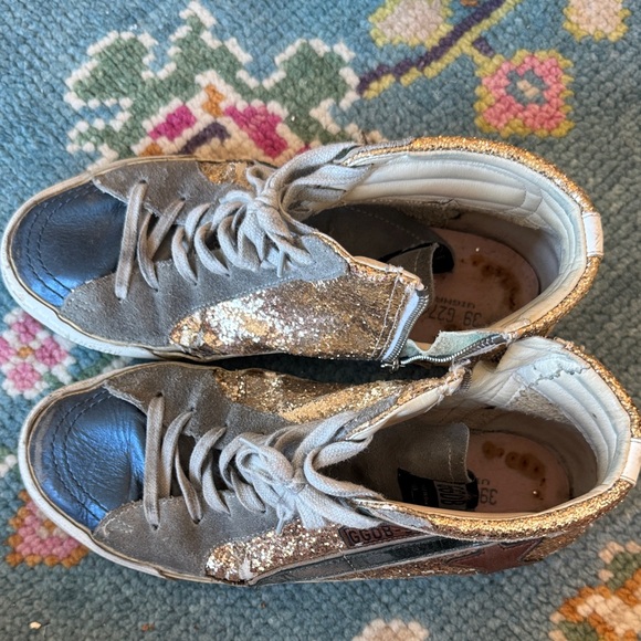 Golden Goose Women's Glitter Sneakers - Gold and Gray - Picture 7 of 8